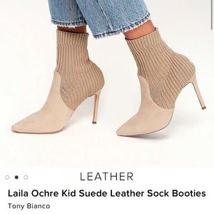 Tony Bianco Taupe Suede Leather Sock Booties -SZ 7